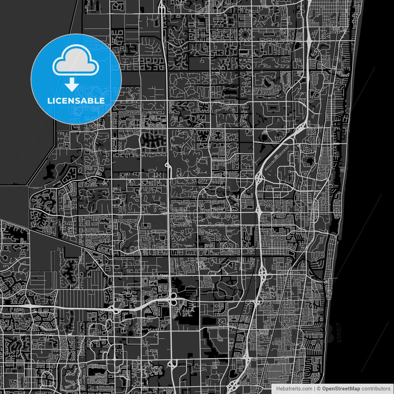 Boca Raton, Florida - Area Map - Dark