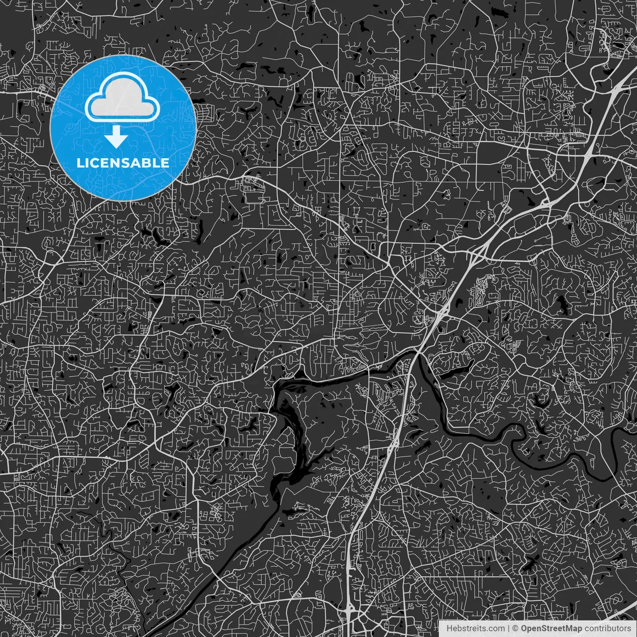 Roswell, Georgia - Area Map - Dark