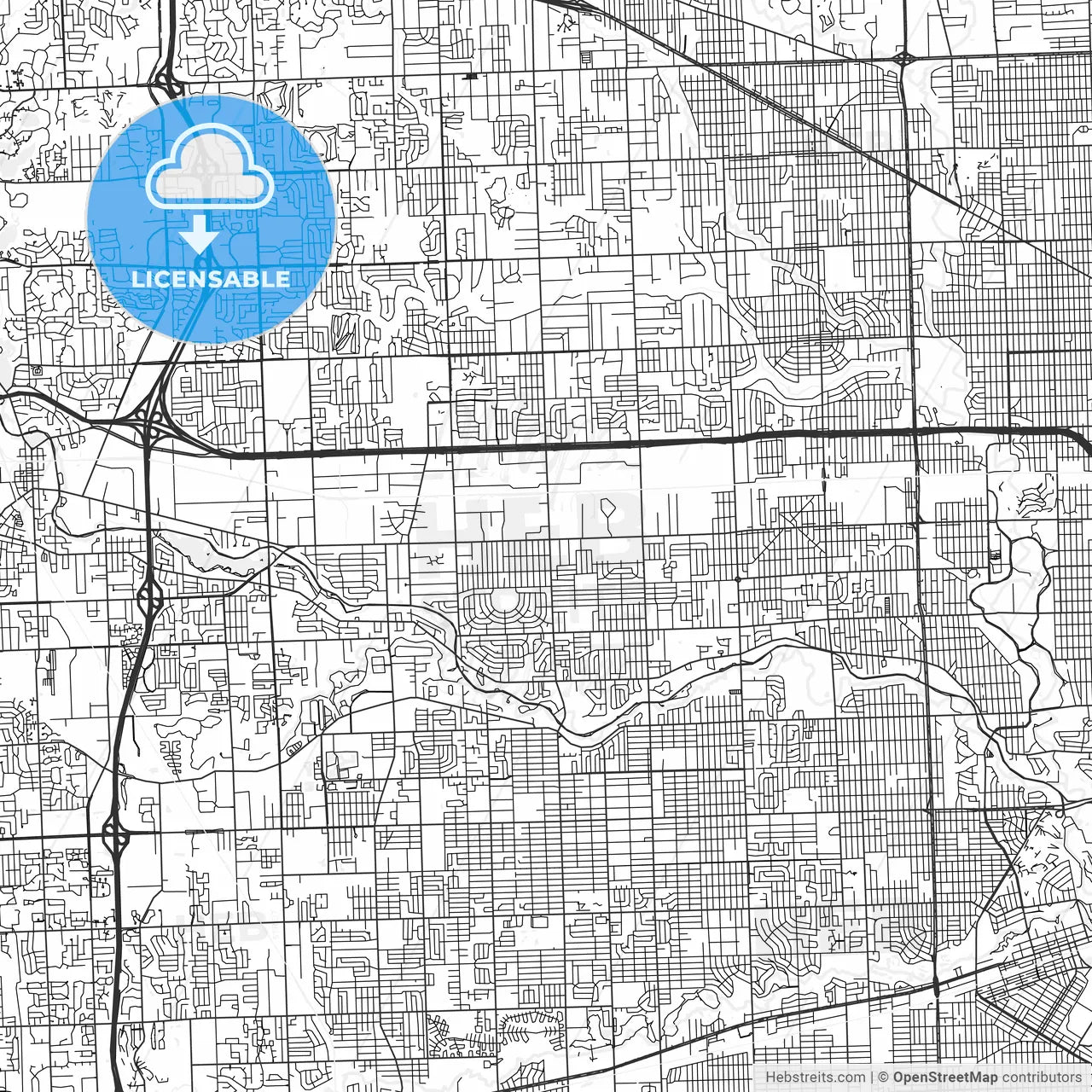 Livonia, Michigan - Area Map - Light
