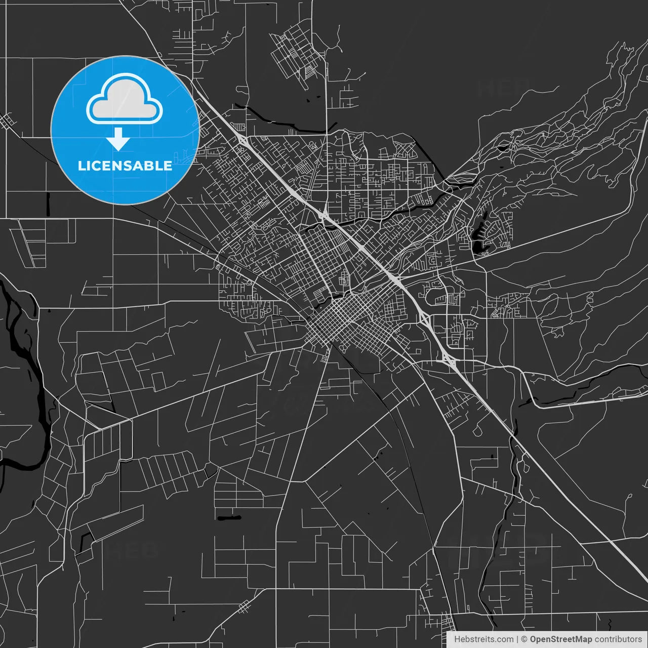 Chico, California - Area Map - Dark