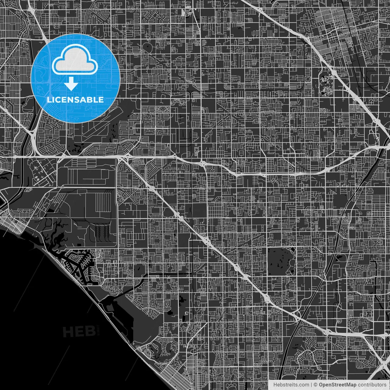 Westminster, California - Area Map - Dark