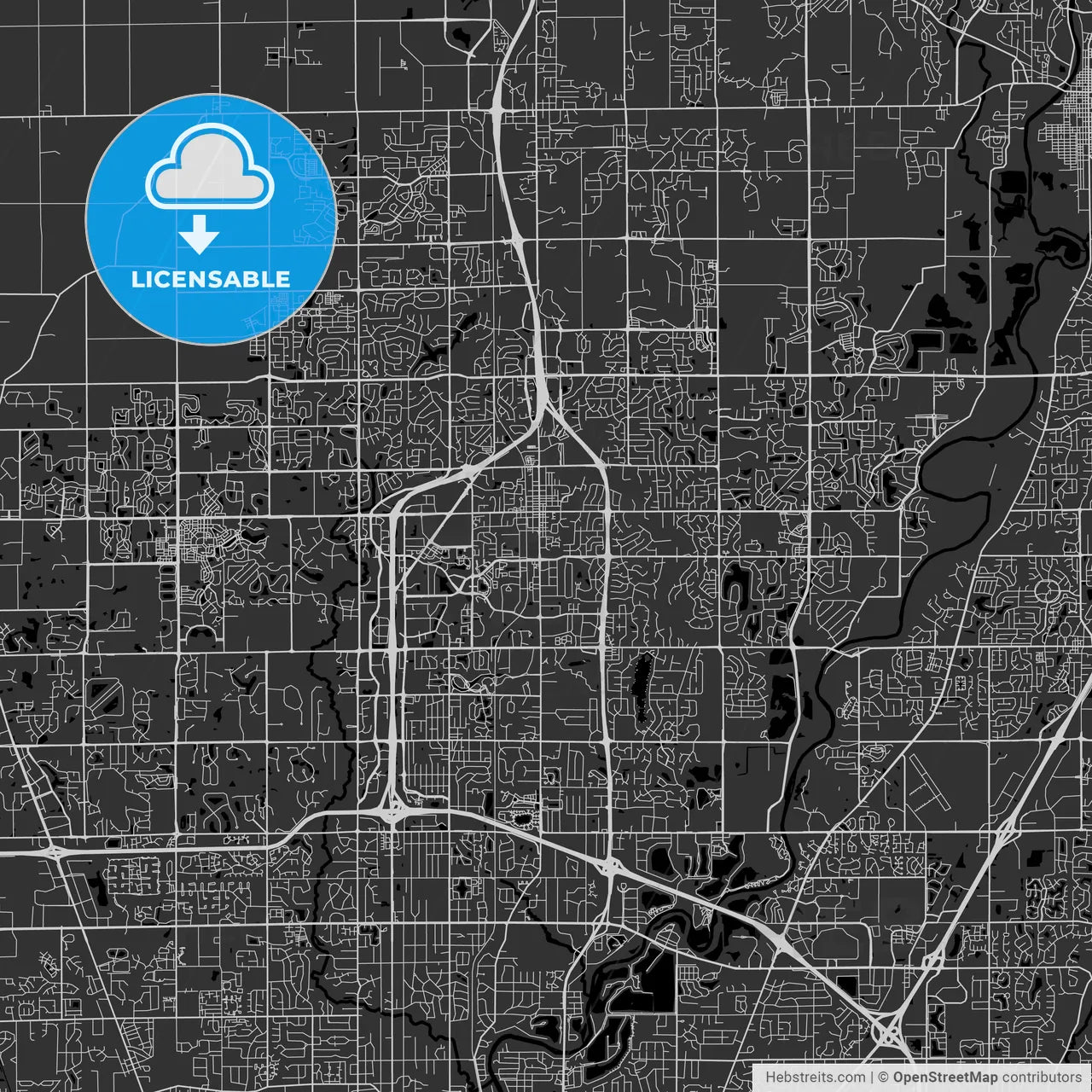 Carmel, Indiana - Area Map - Dark