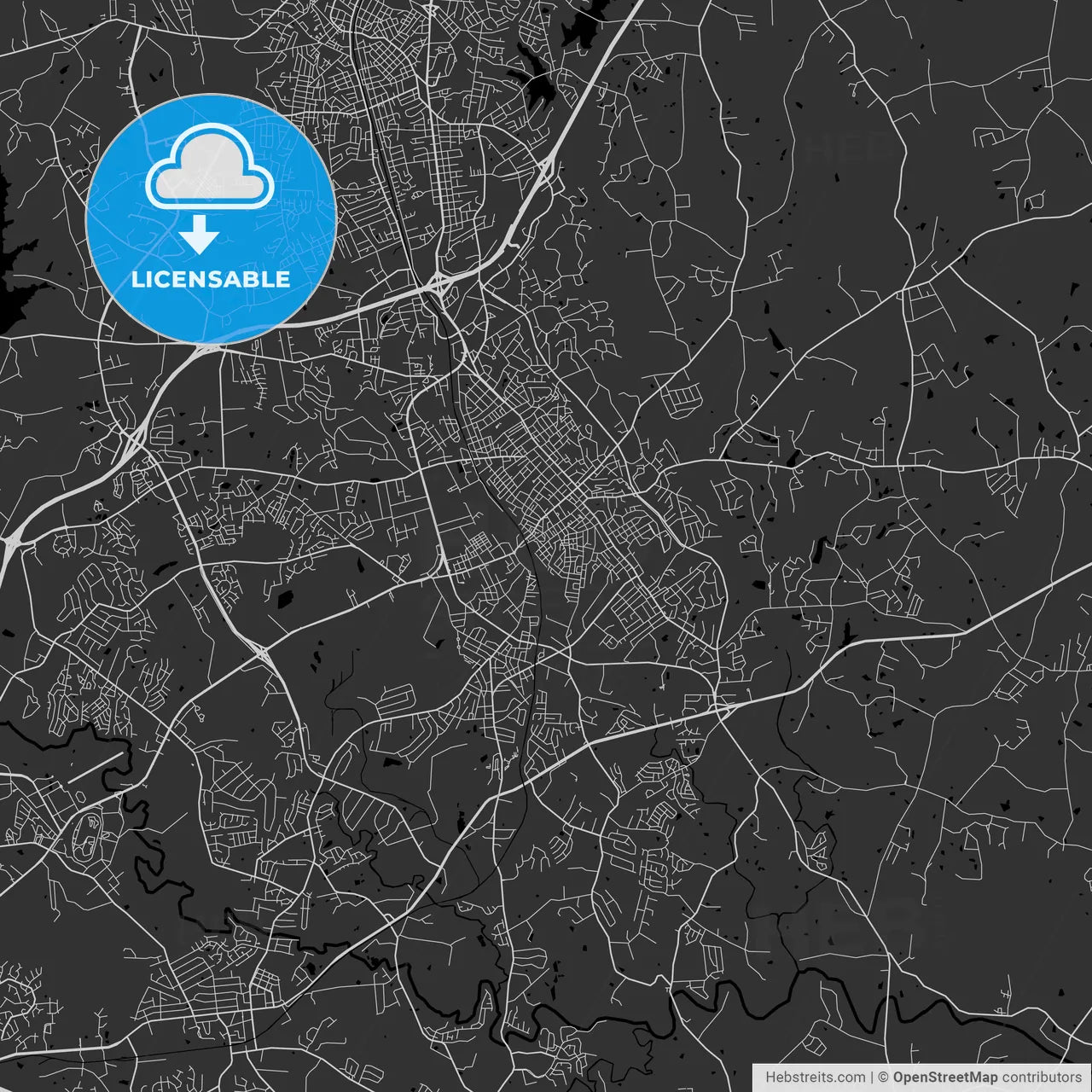 Concord, North Carolina - Area Map - Dark