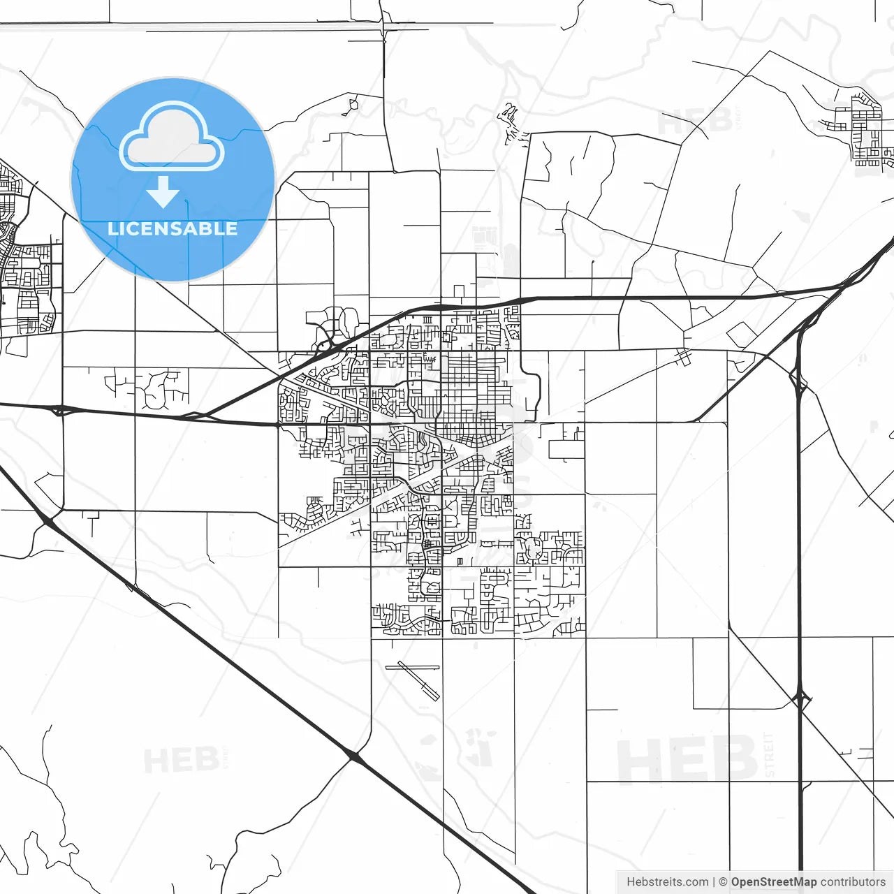 Tracy, California - Area Map - Light