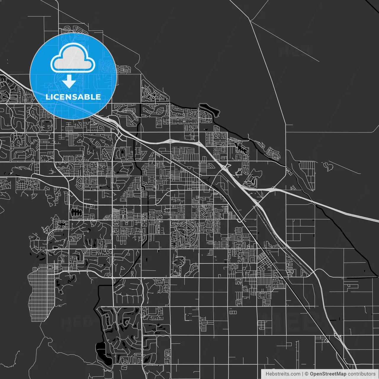 Indio, California - Area Map - Dark