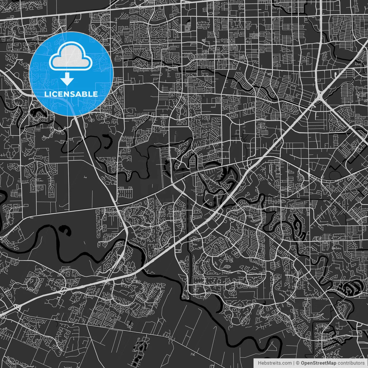 Sugar Land, Texas - Area Map - Dark