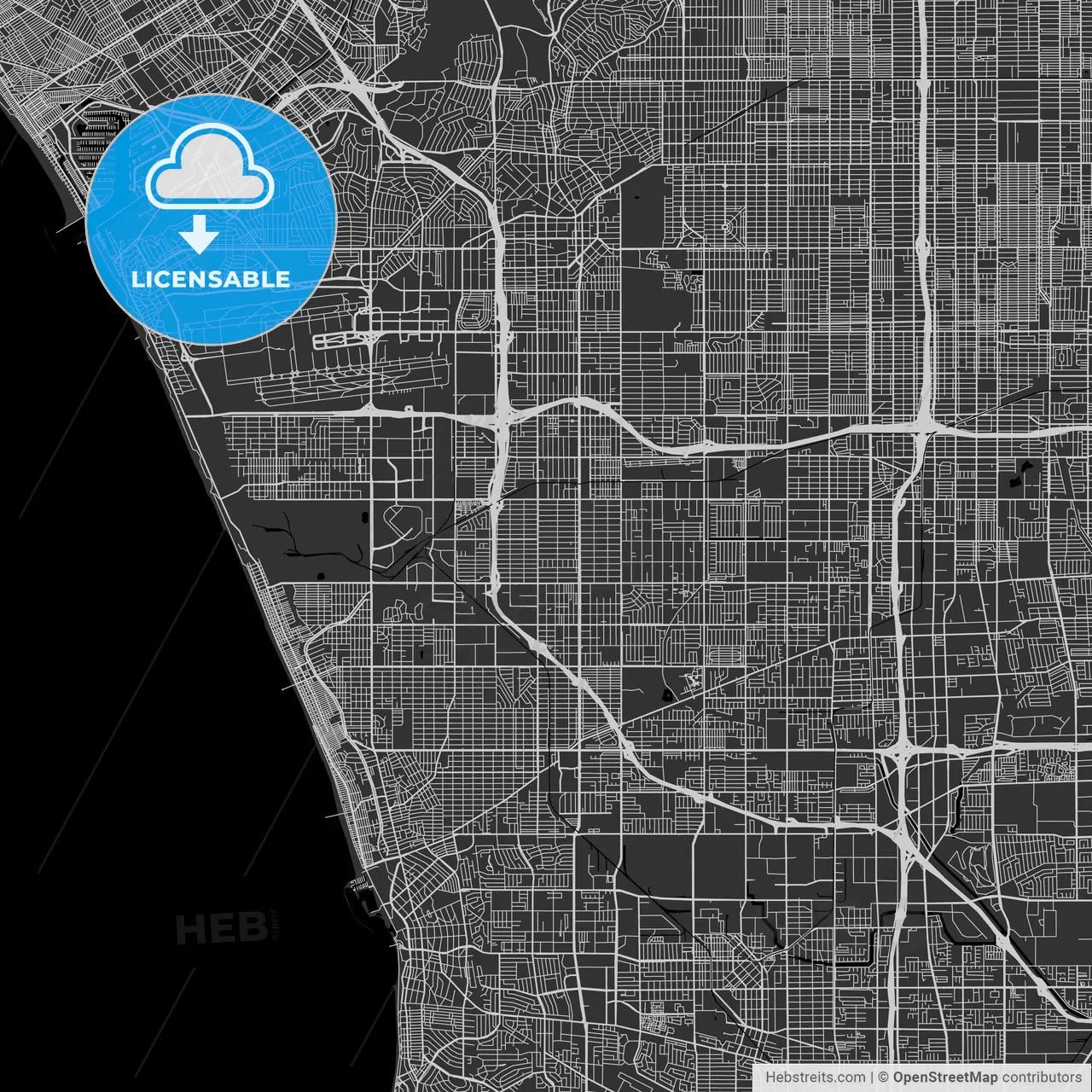 Hawthorne, California - Area Map - Dark