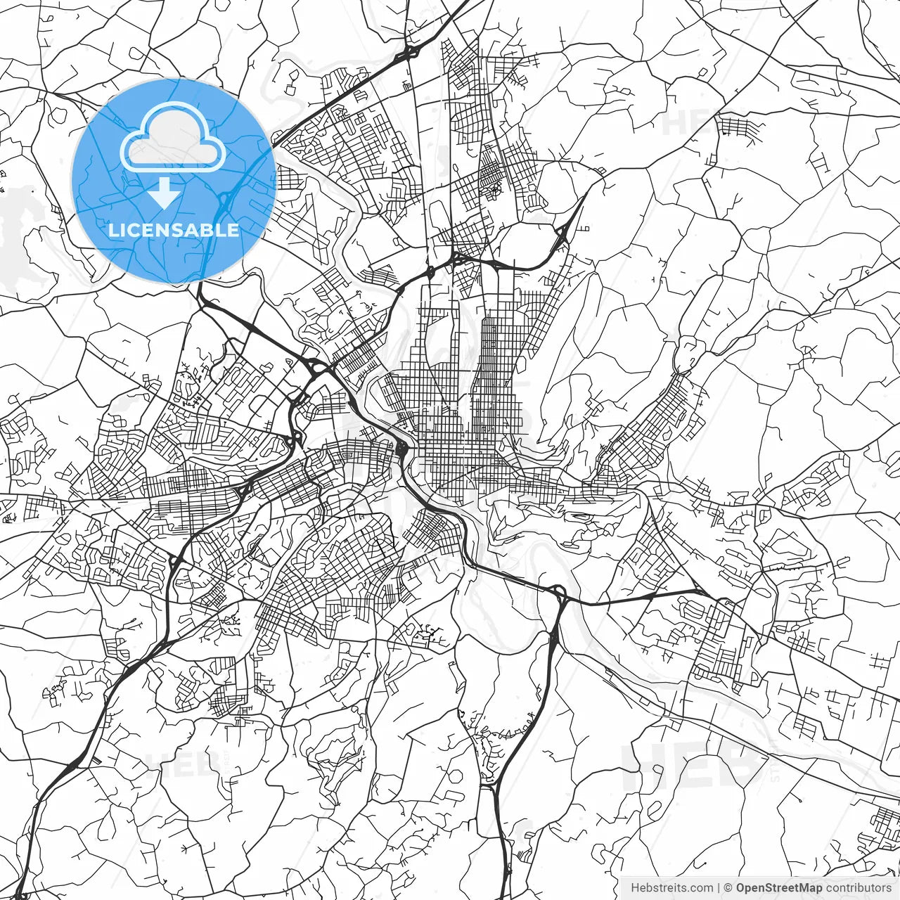 Reading, Pennsylvania - Area Map - Light