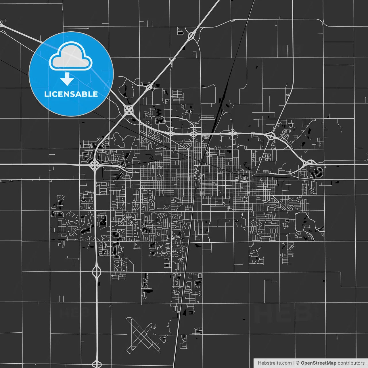 Champaign, Illinois - Area Map - Dark