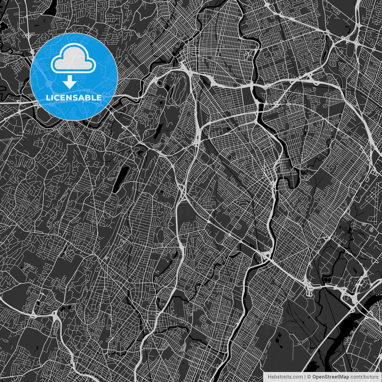 Clifton, New Jersey - Area Map - Dark