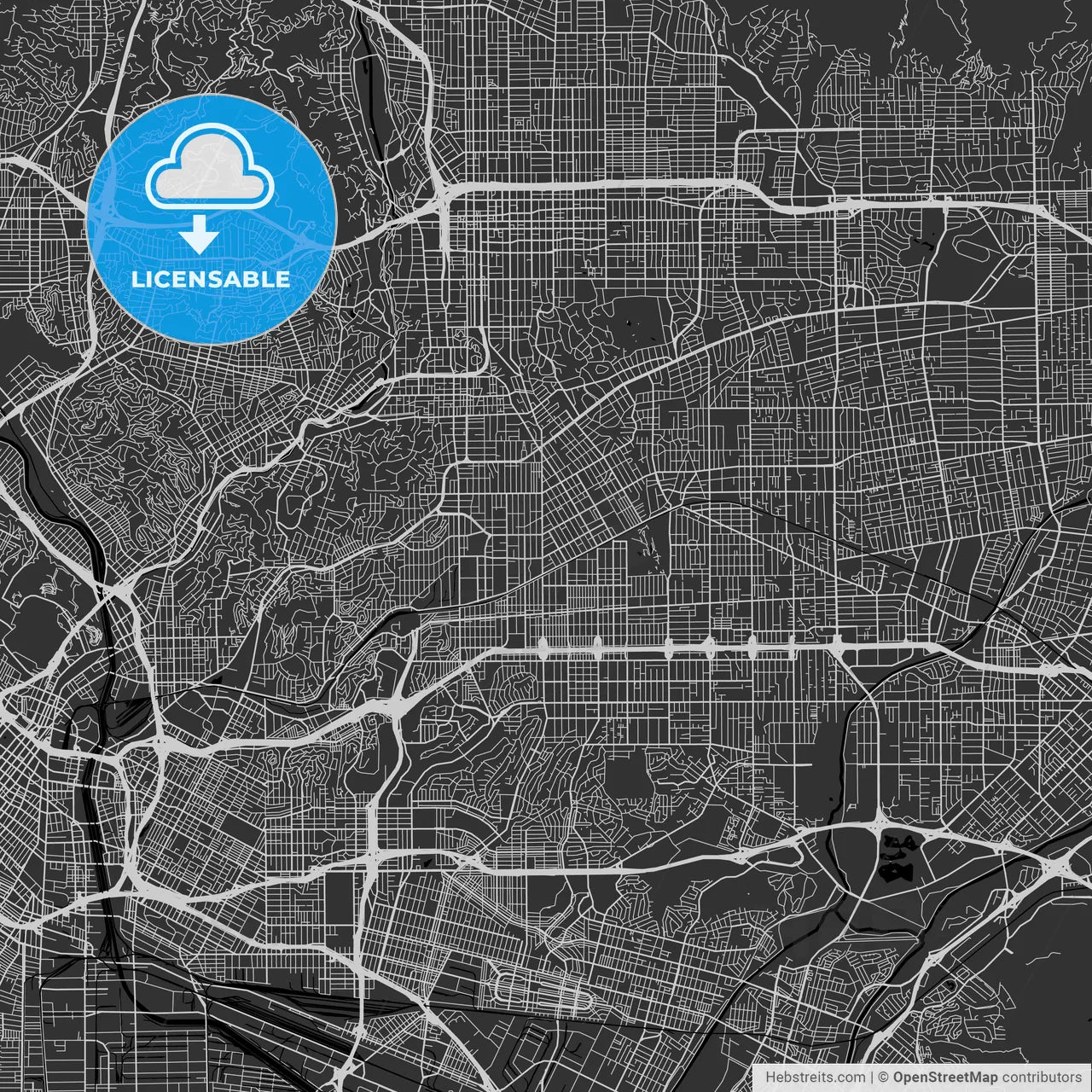 Alhambra, California - Area Map - Dark