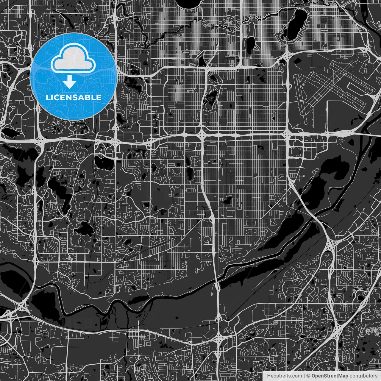 Bloomington, Minnesota - Area Map - Dark