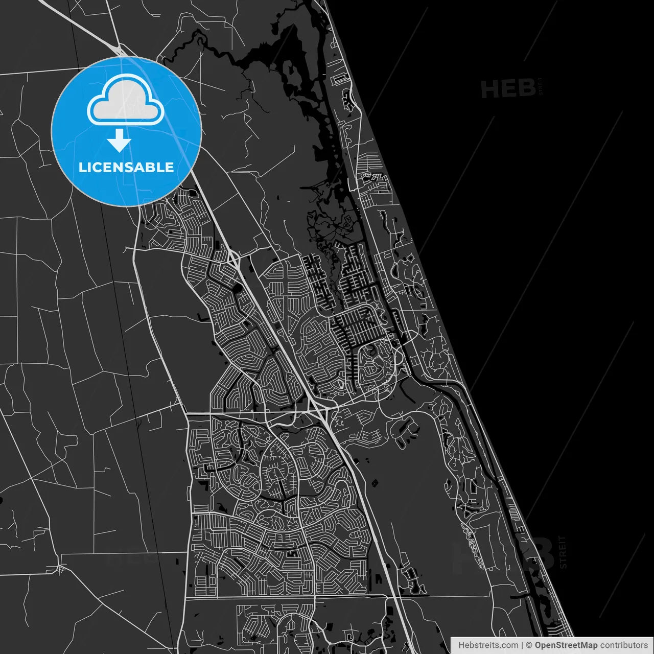 Palm Coast, Florida - Area Map - Dark