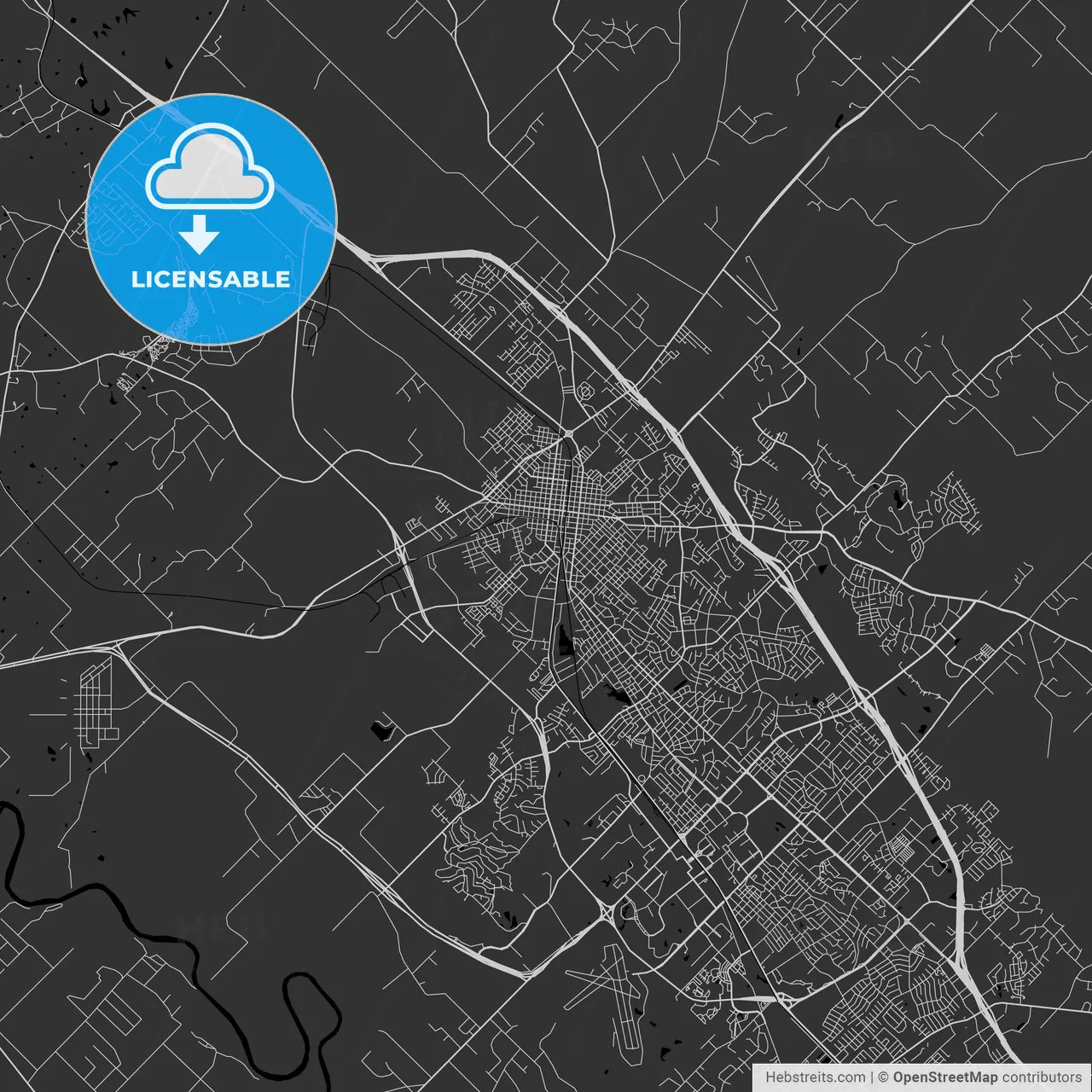 Bryan, Texas - Area Map - Dark