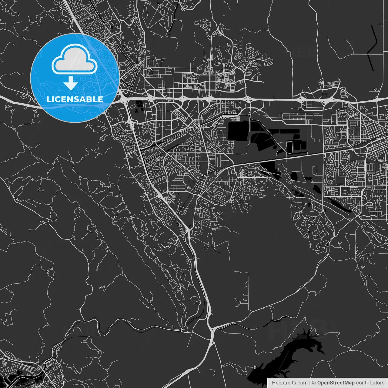 Pleasanton, California - Area Map - Dark