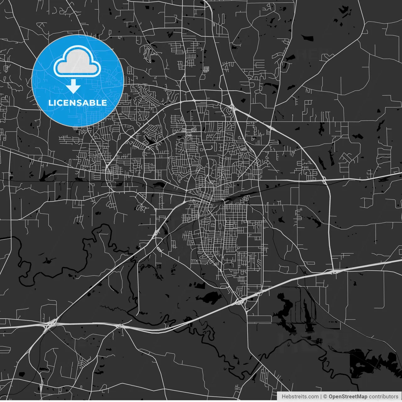Longview, Texas - Area Map - Dark