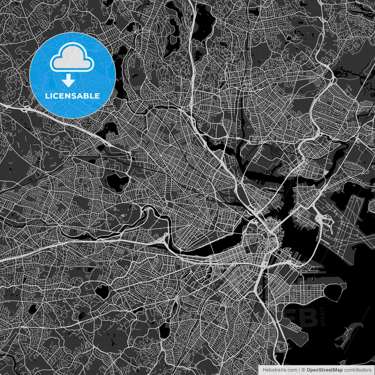 Somerville, Massachusetts - Area Map - Dark