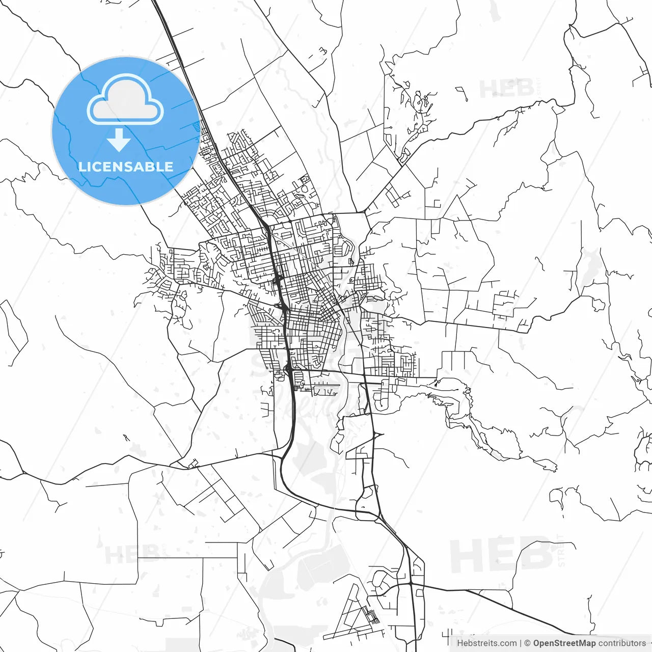Napa, California - Area Map - Light