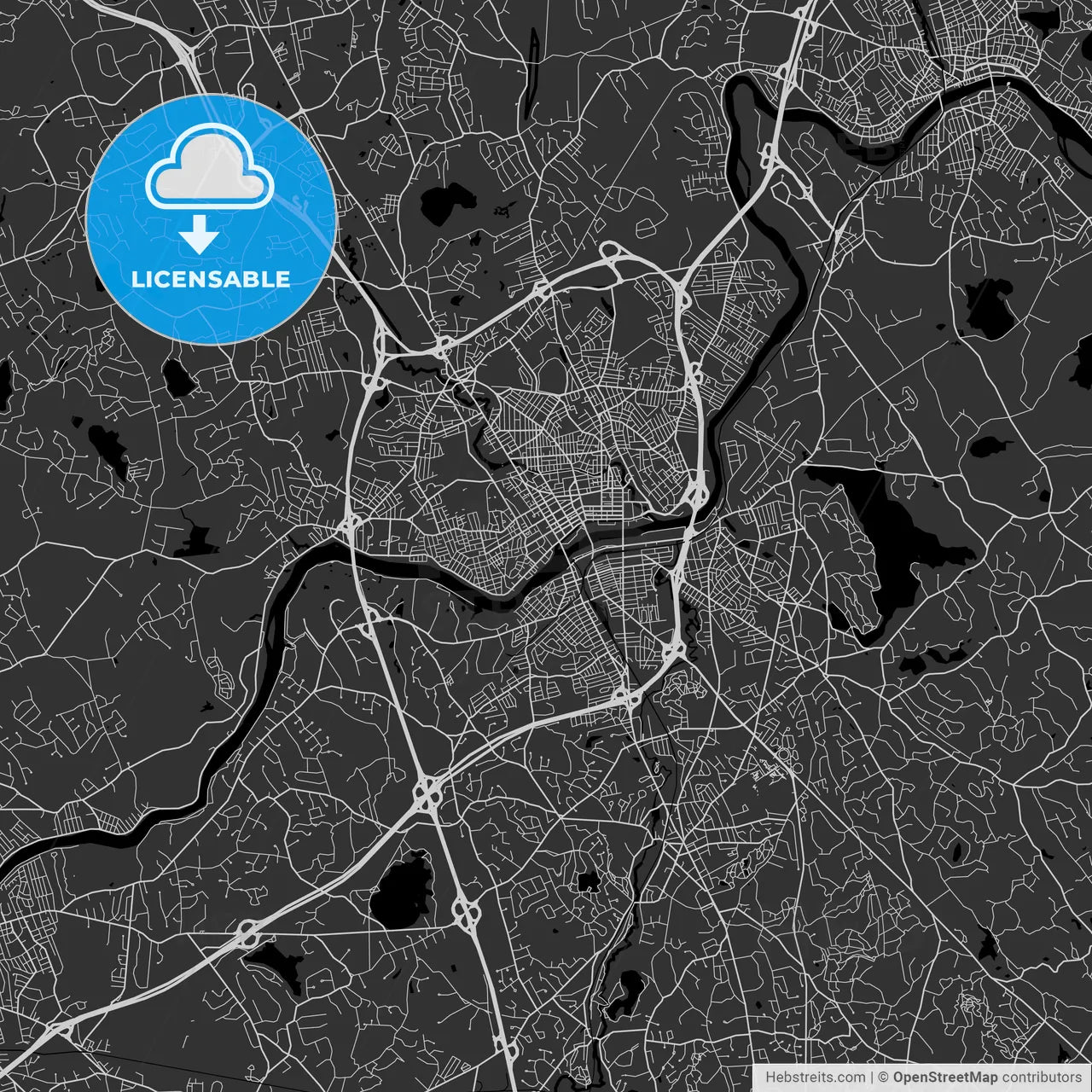 Lawrence, Massachusetts - Area Map - Dark