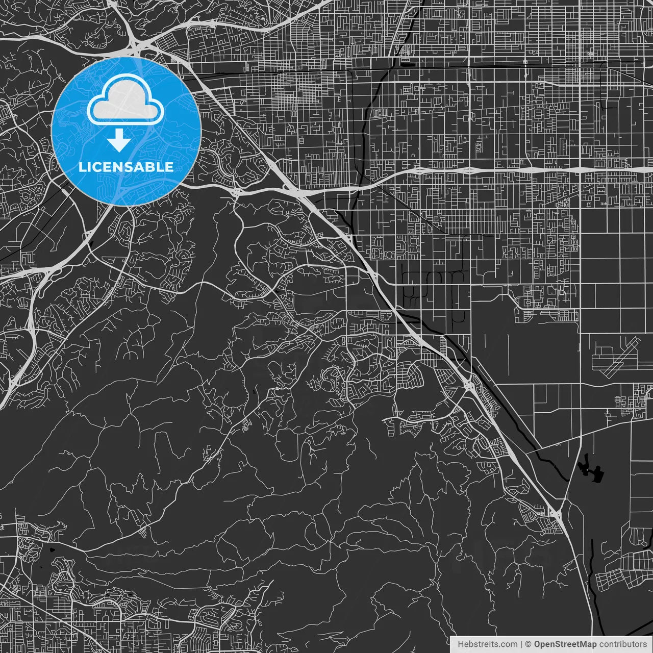 Chino Hills, California - Area Map - Dark