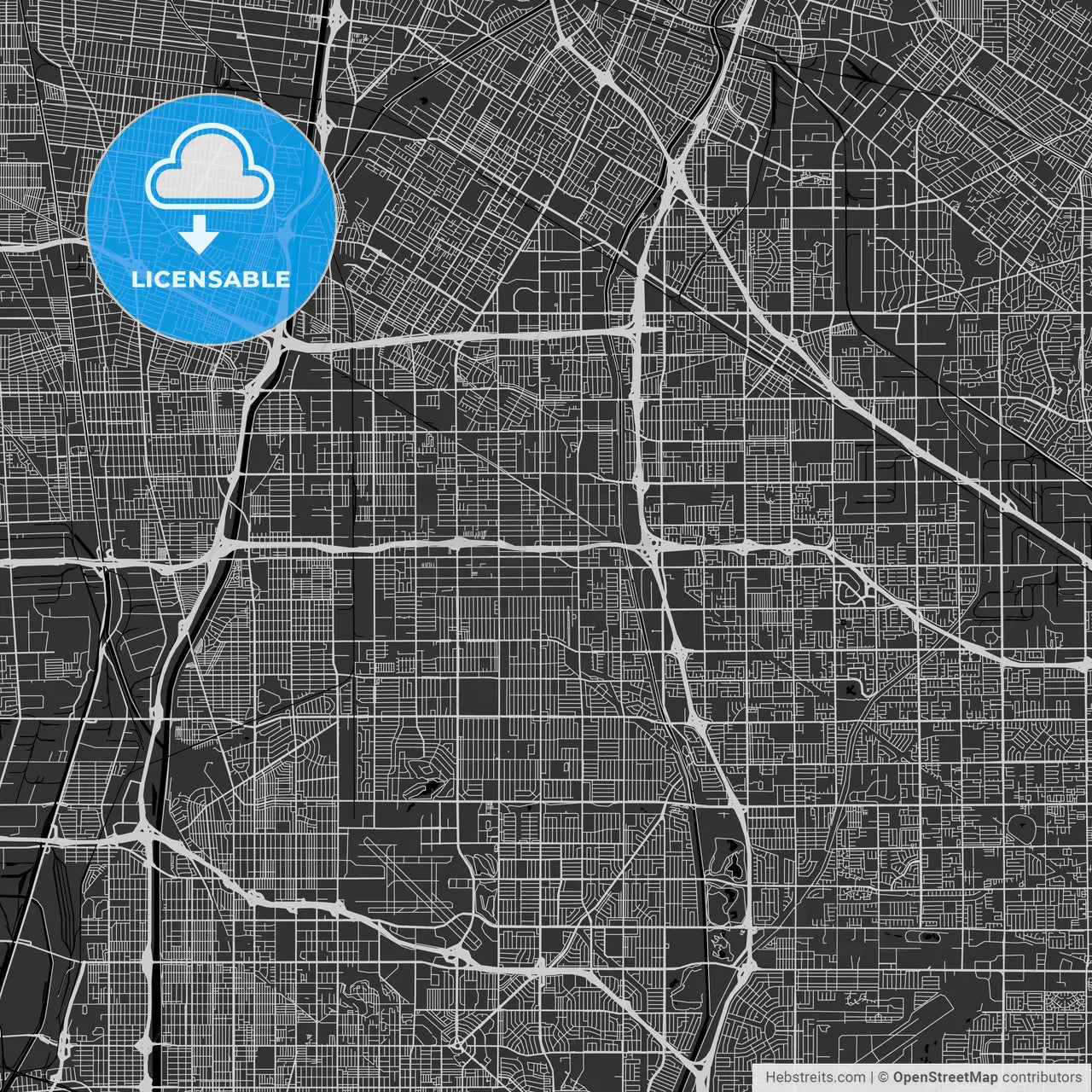 Bellflower, California - Area Map - Dark