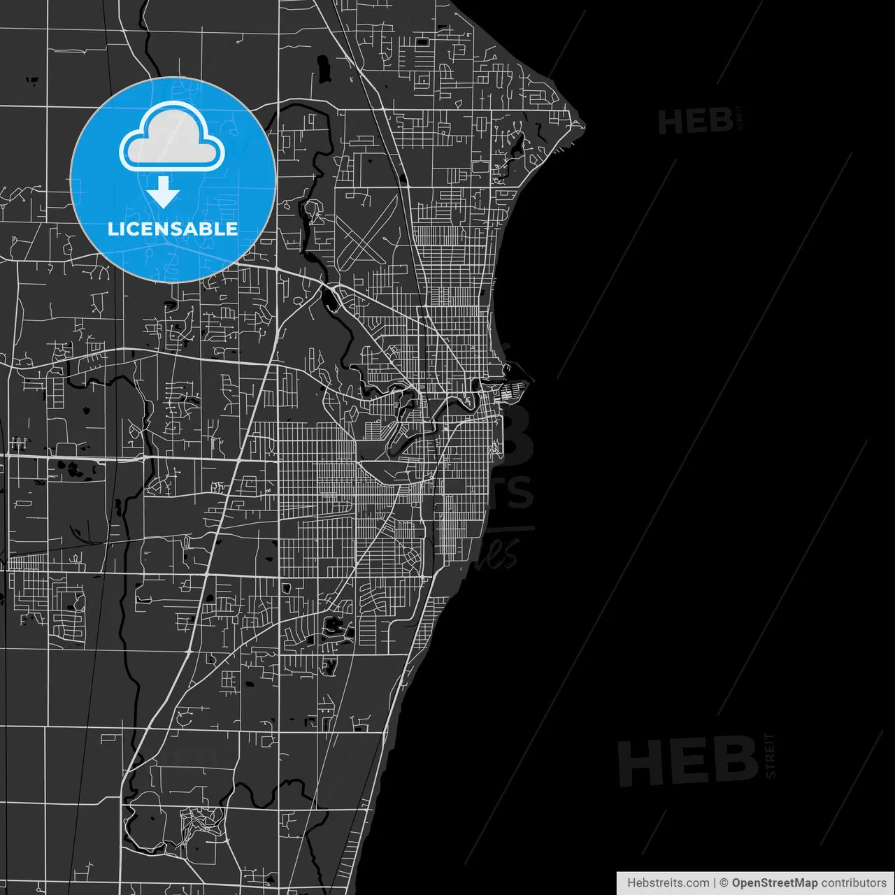 Racine, Wisconsin - Area Map - Dark