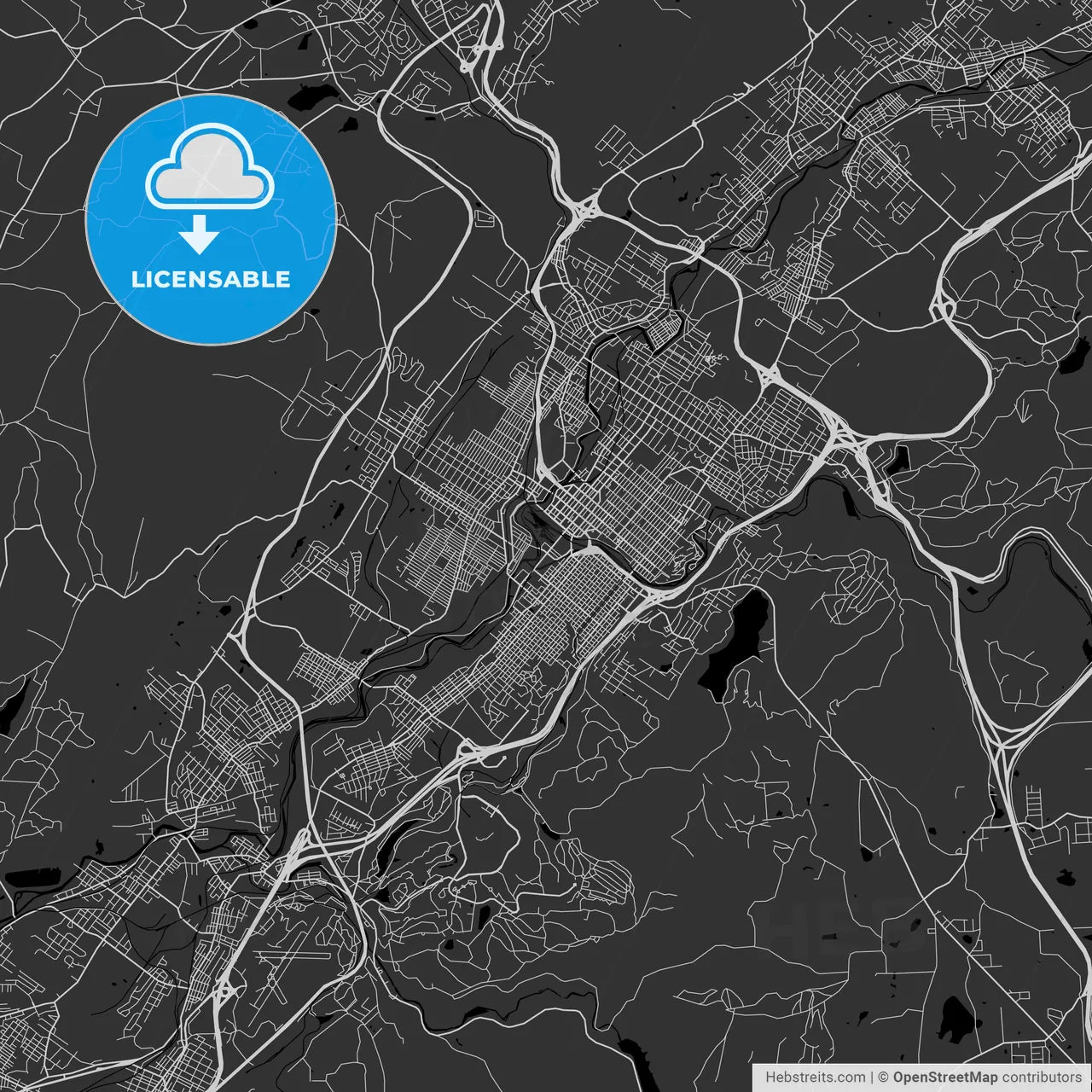 Scranton, Pennsylvania - Area Map - Dark