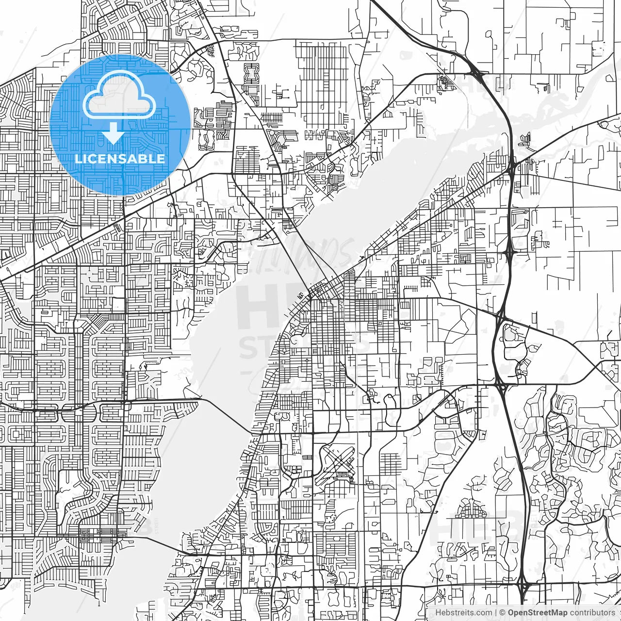 Fort Myers, Florida - Area Map - Light