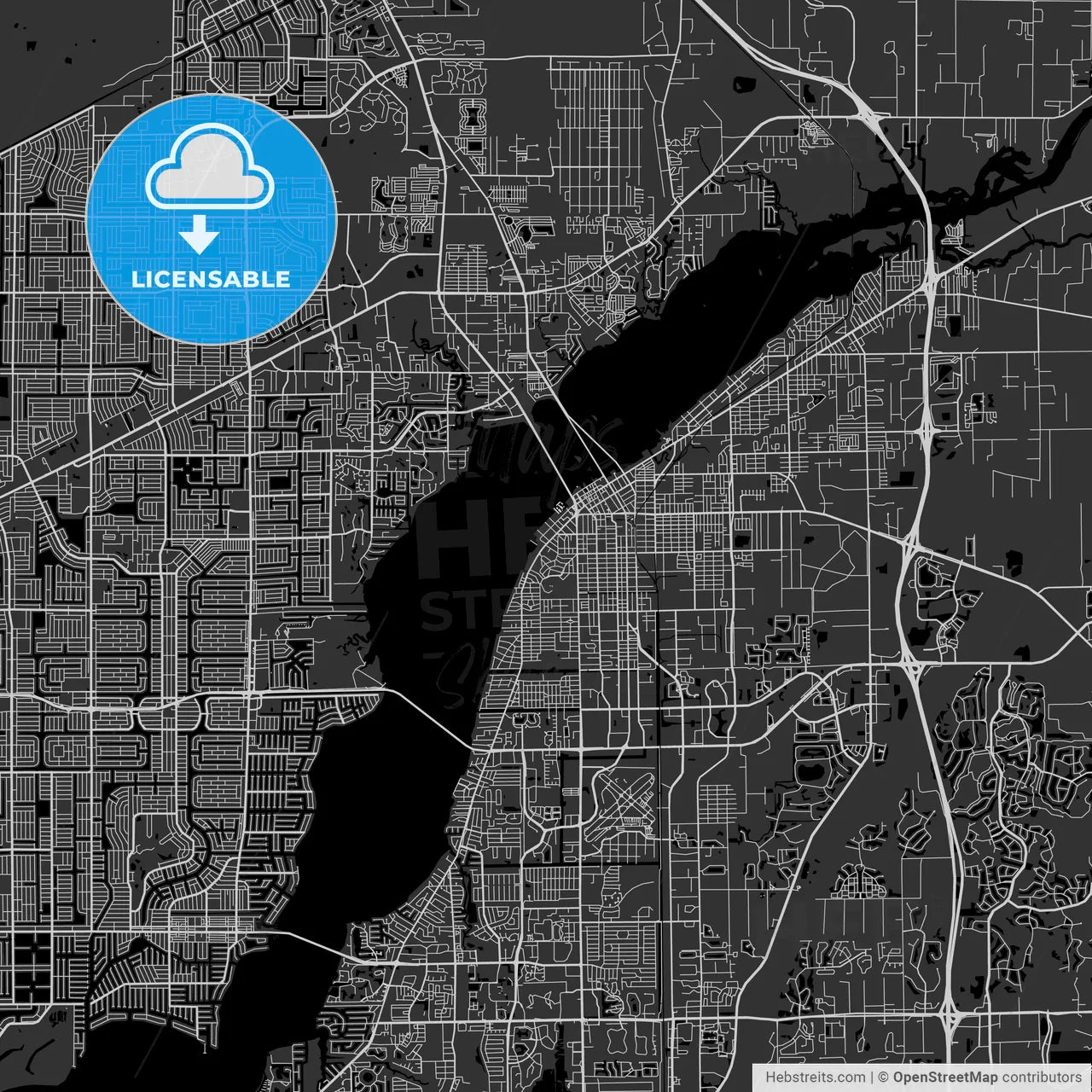 Fort Myers, Florida - Area Map - Dark