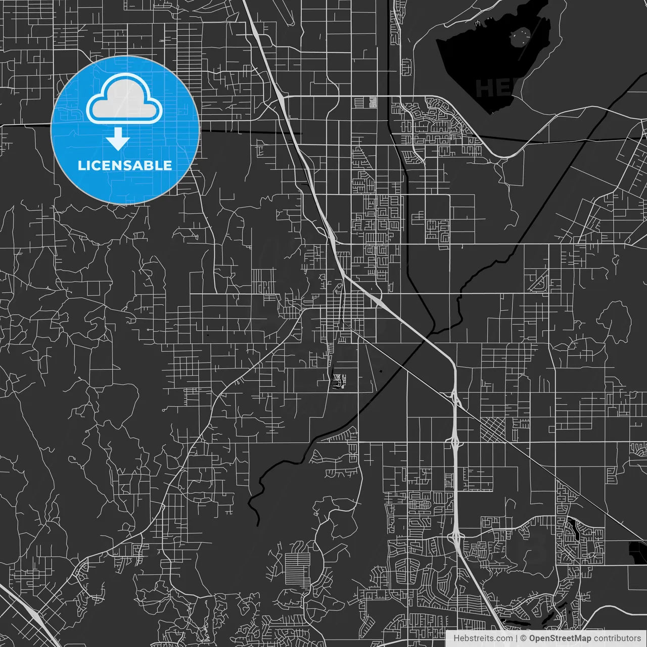 Perris, California - Area Map - Dark