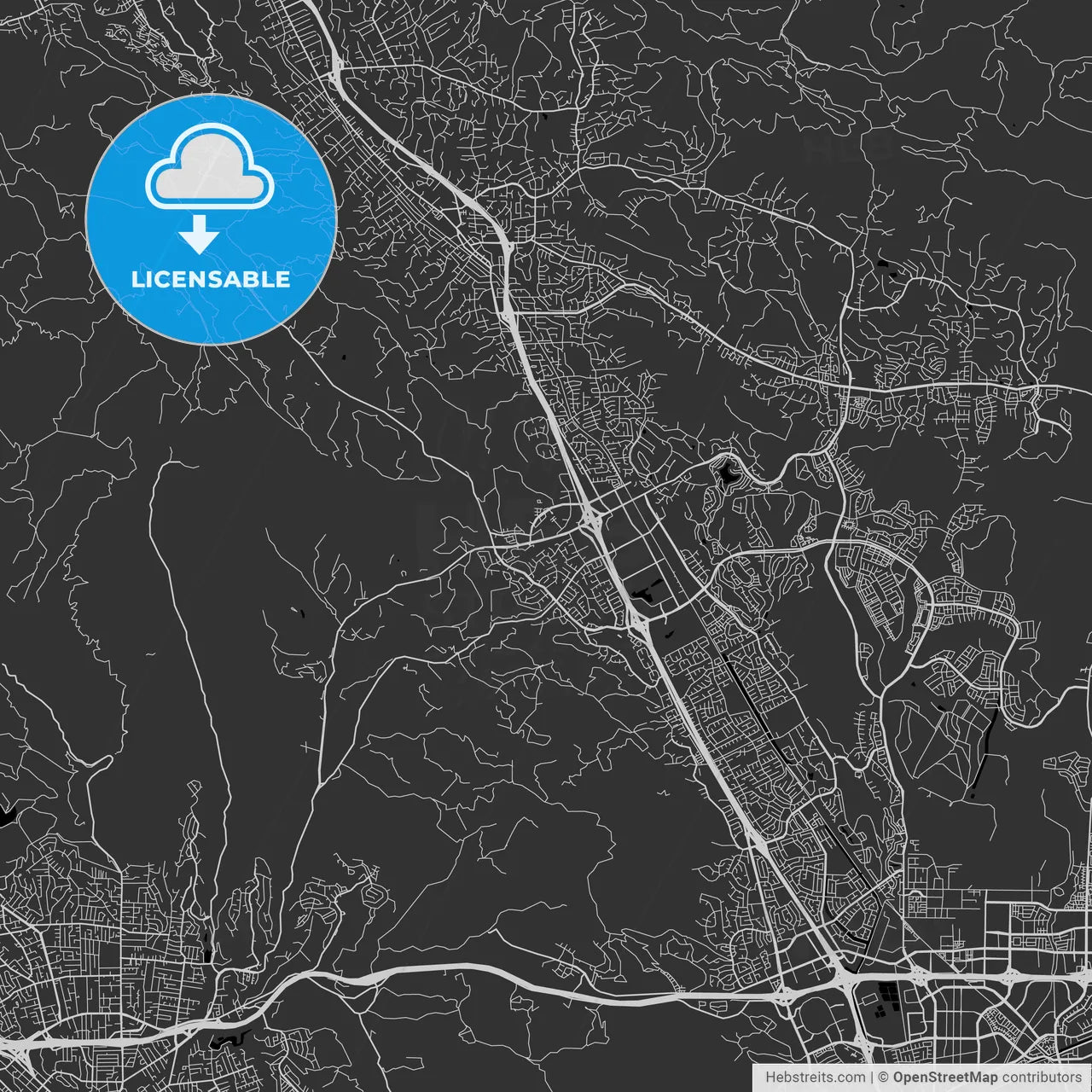 San Ramon, California - Area Map - Dark
