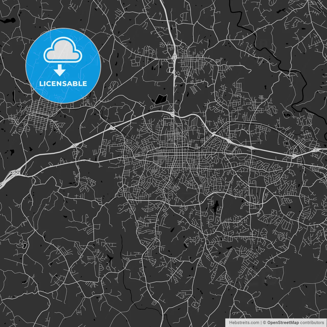 Gastonia, North Carolina - Area Map - Dark