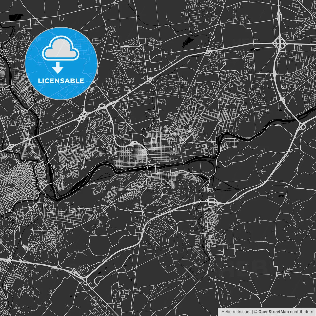 Bethlehem, Pennsylvania - Area Map - Dark