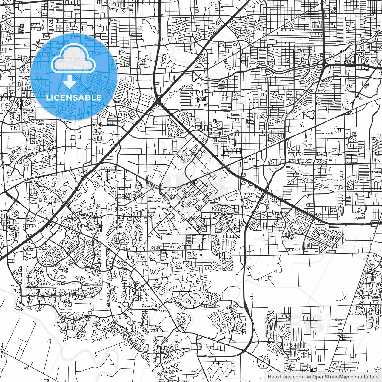 Missouri City, Texas - Area Map - Light