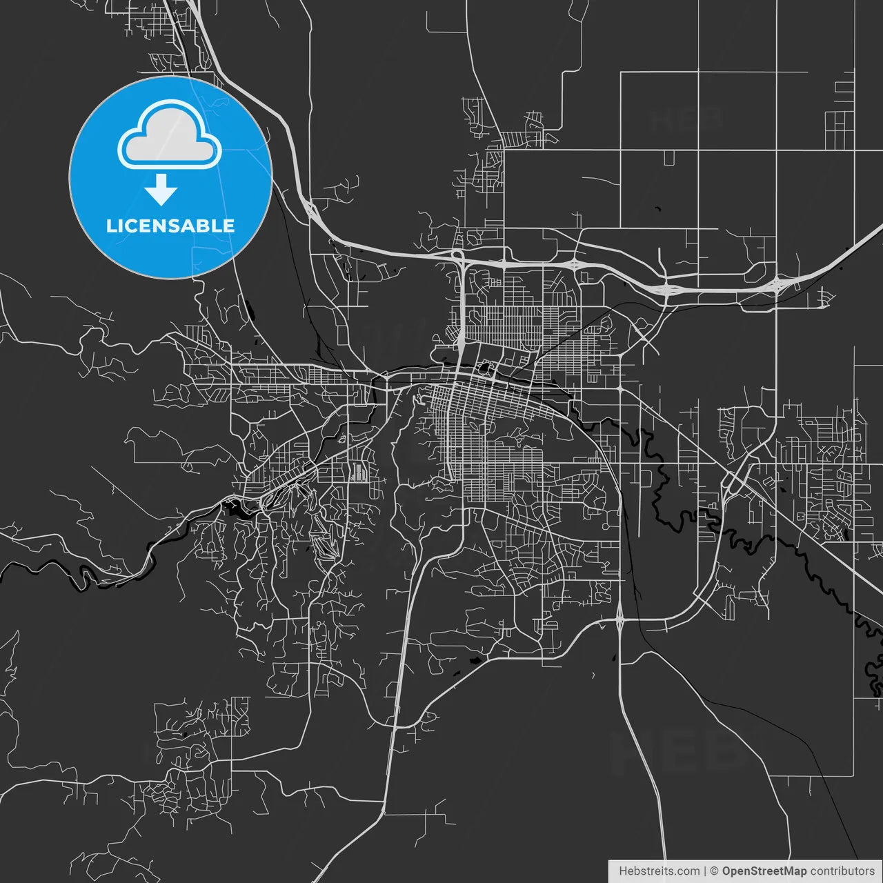 Rapid City, South Dakota - Area Map - Dark