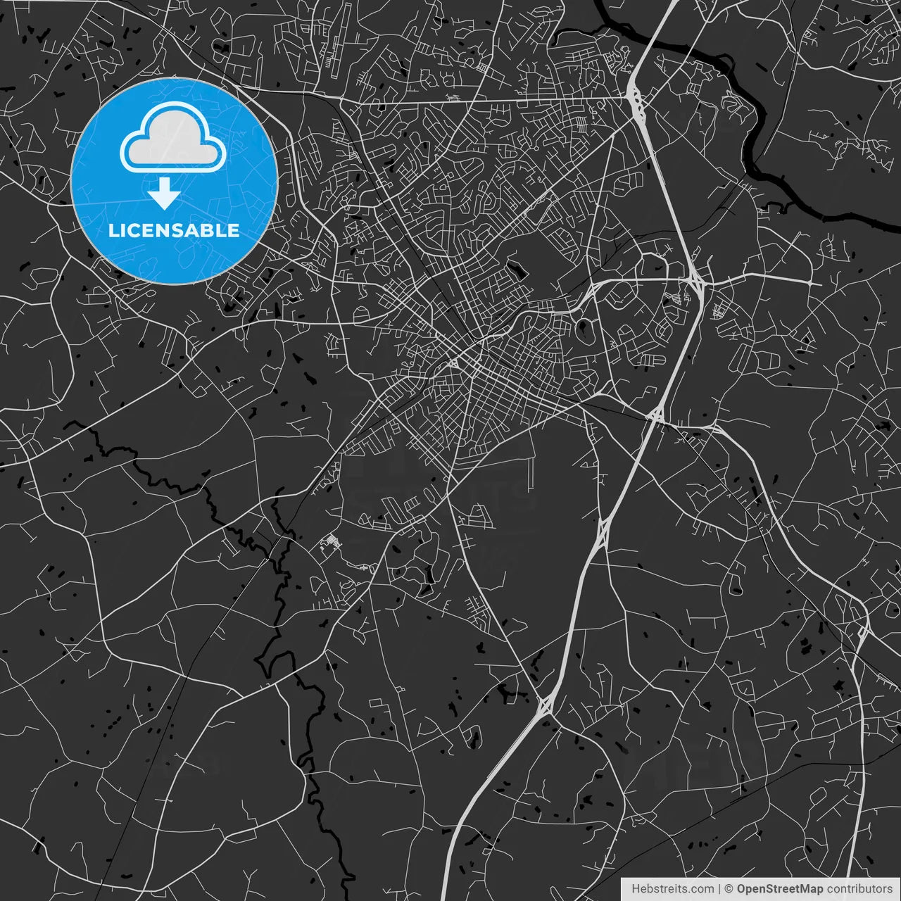 Rock Hill, South Carolina - Area Map - Dark