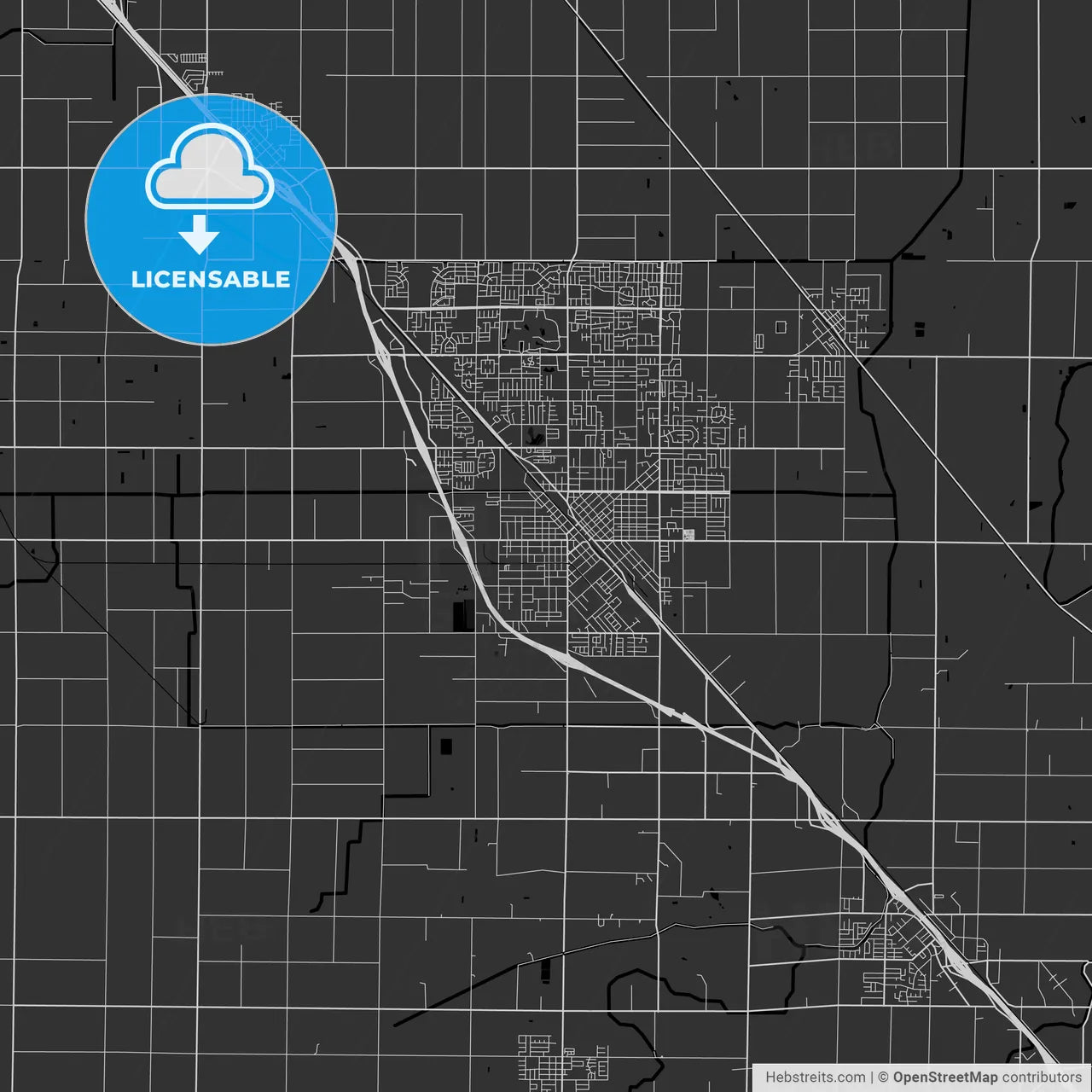Turlock, California - Area Map - Dark