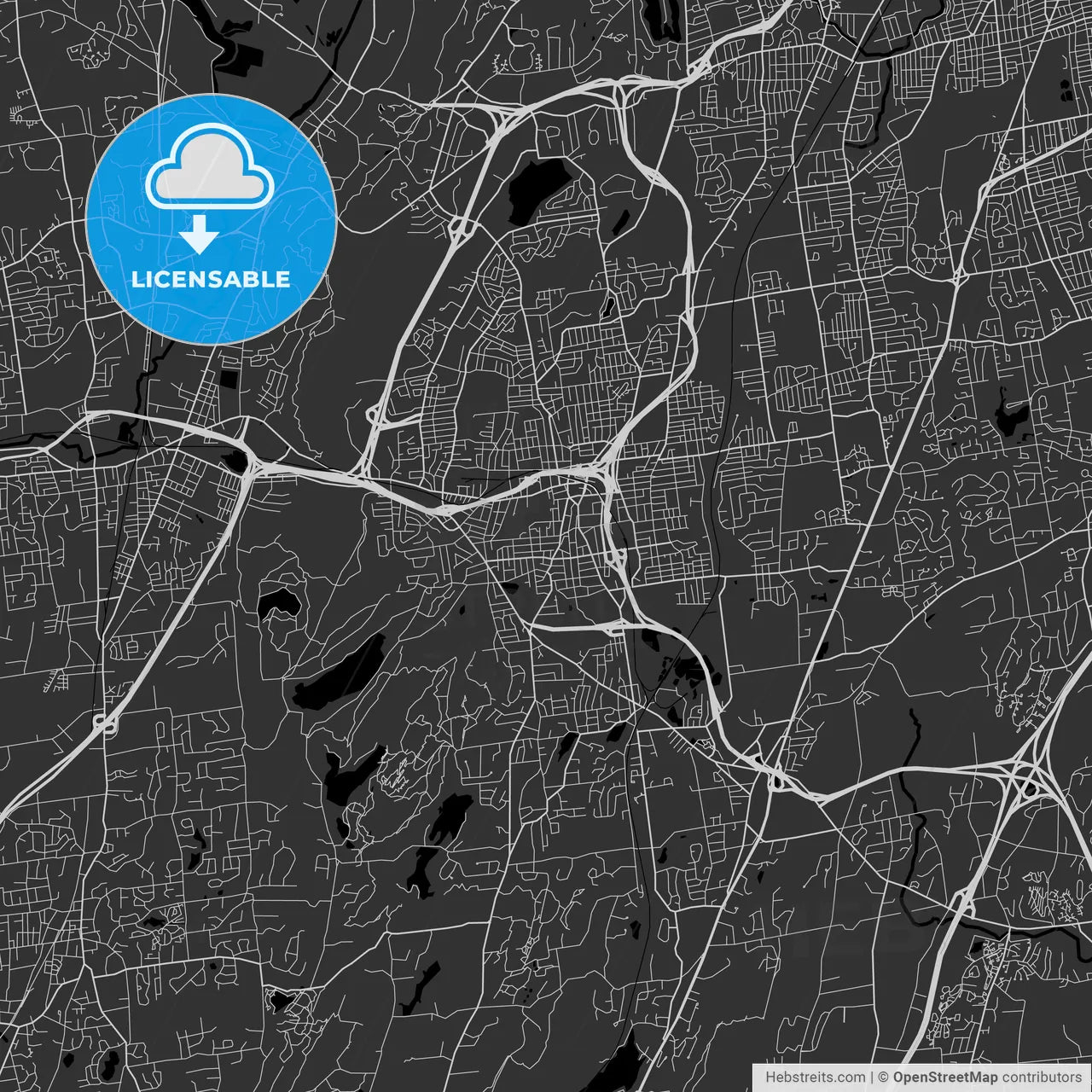 New Britain, Connecticut - Area Map - Dark