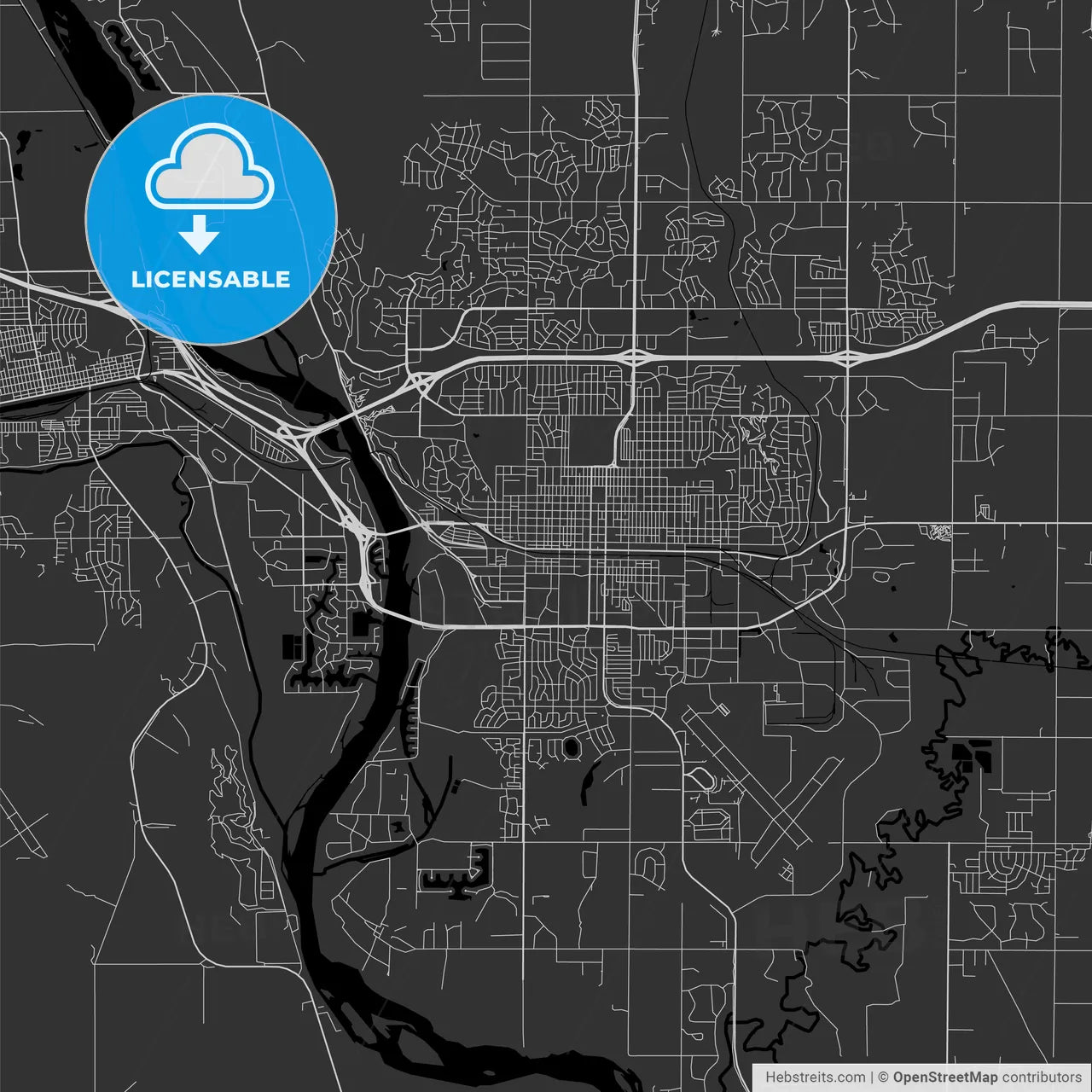 Bismarck, North Dakota - Area Map - Dark