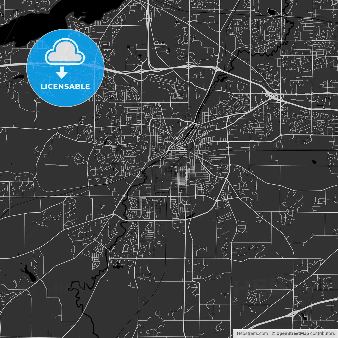 Waukesha, Wisconsin - Area Map - Dark