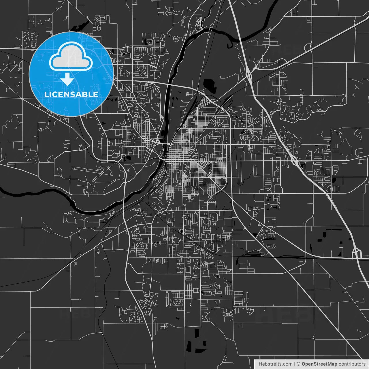 Lafayette, Indiana - Area Map - Dark