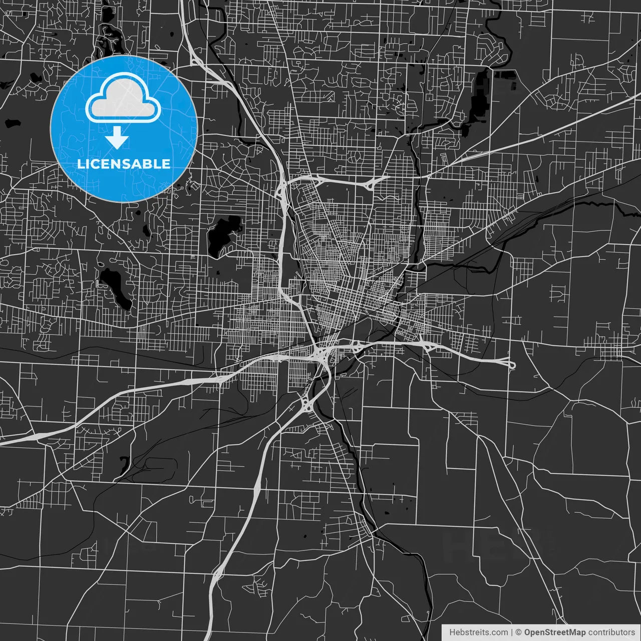 Canton, Ohio - Area Map - Dark