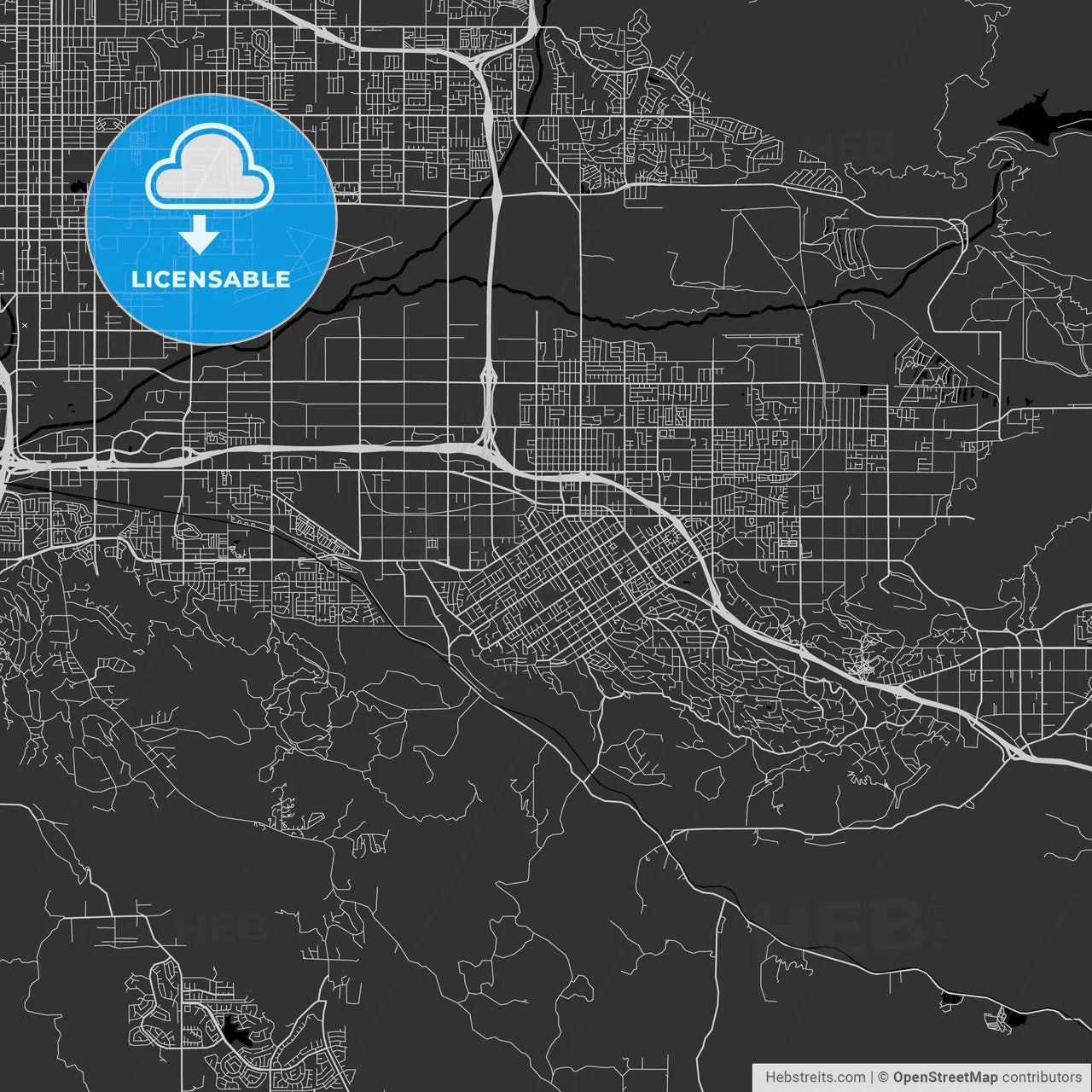 Redlands, California - Area Map - Dark