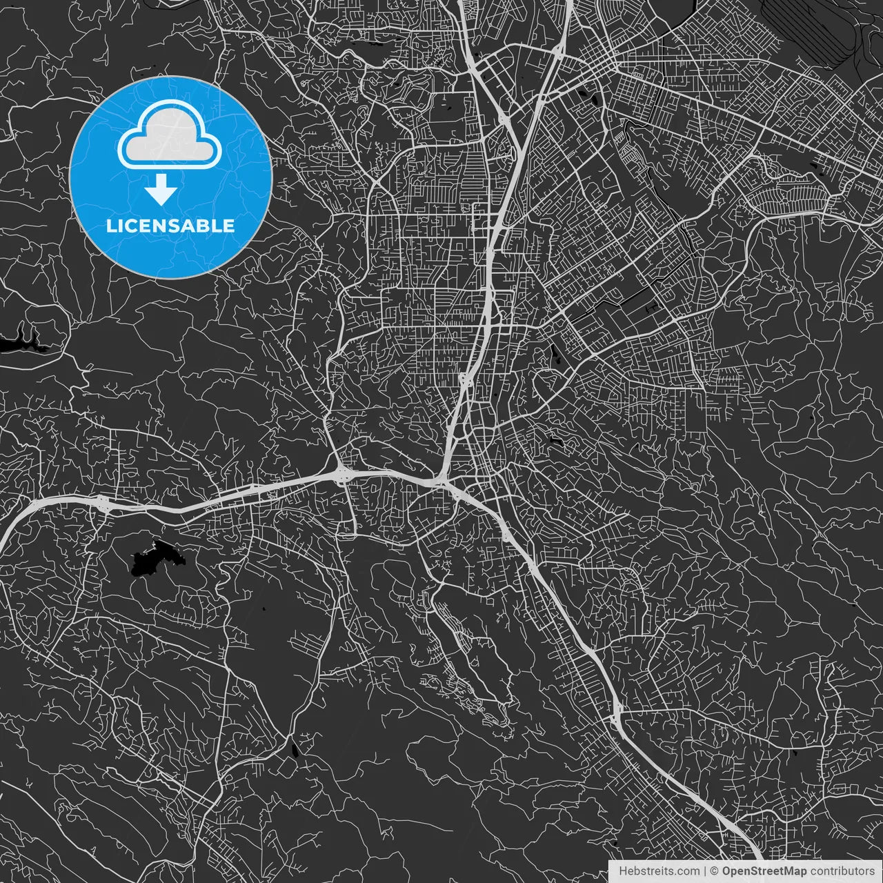 Walnut Creek, California - Area Map - Dark
