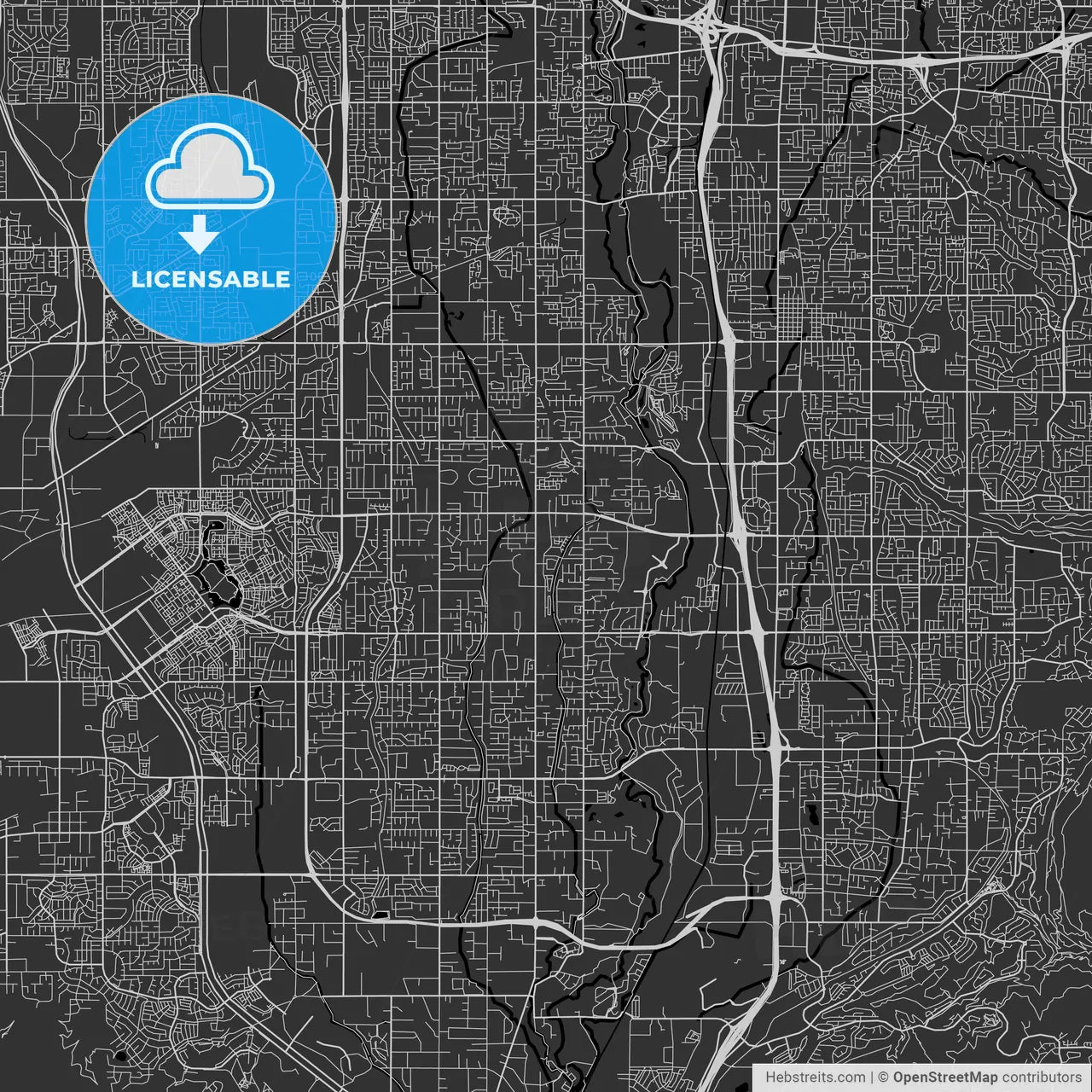 South Jordan, Utah - Area Map - Dark