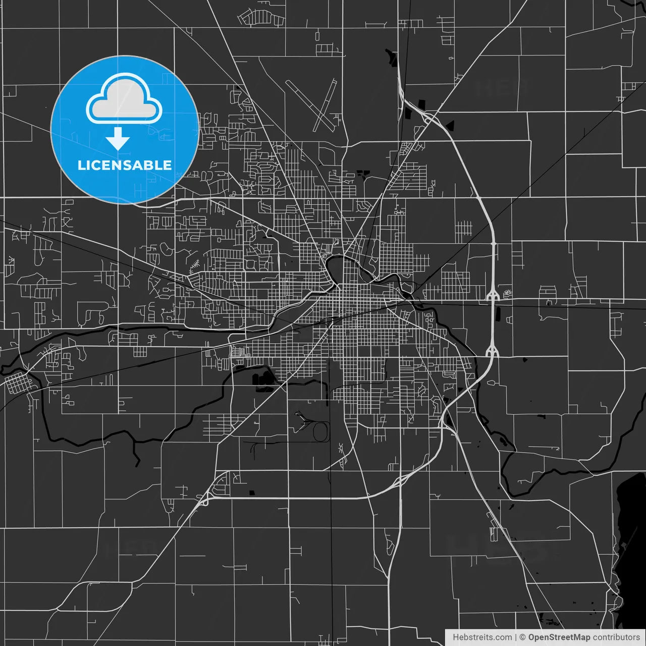 Muncie, Indiana - Area Map - Dark