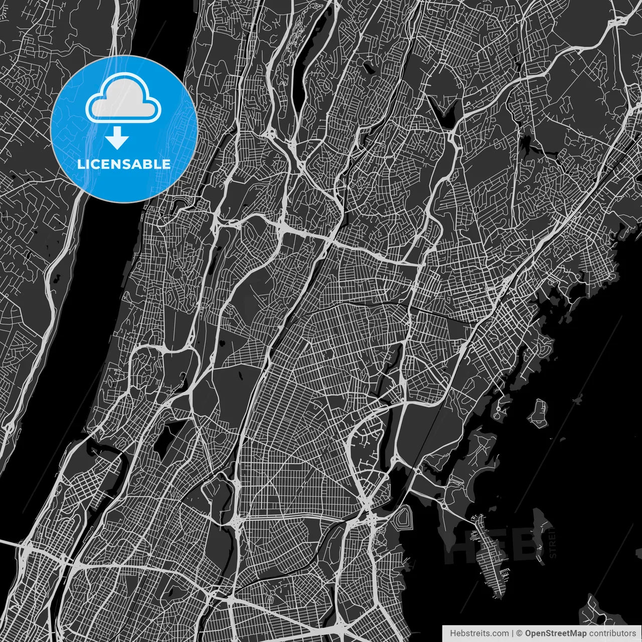 Mount Vernon, New York - Area Map - Dark