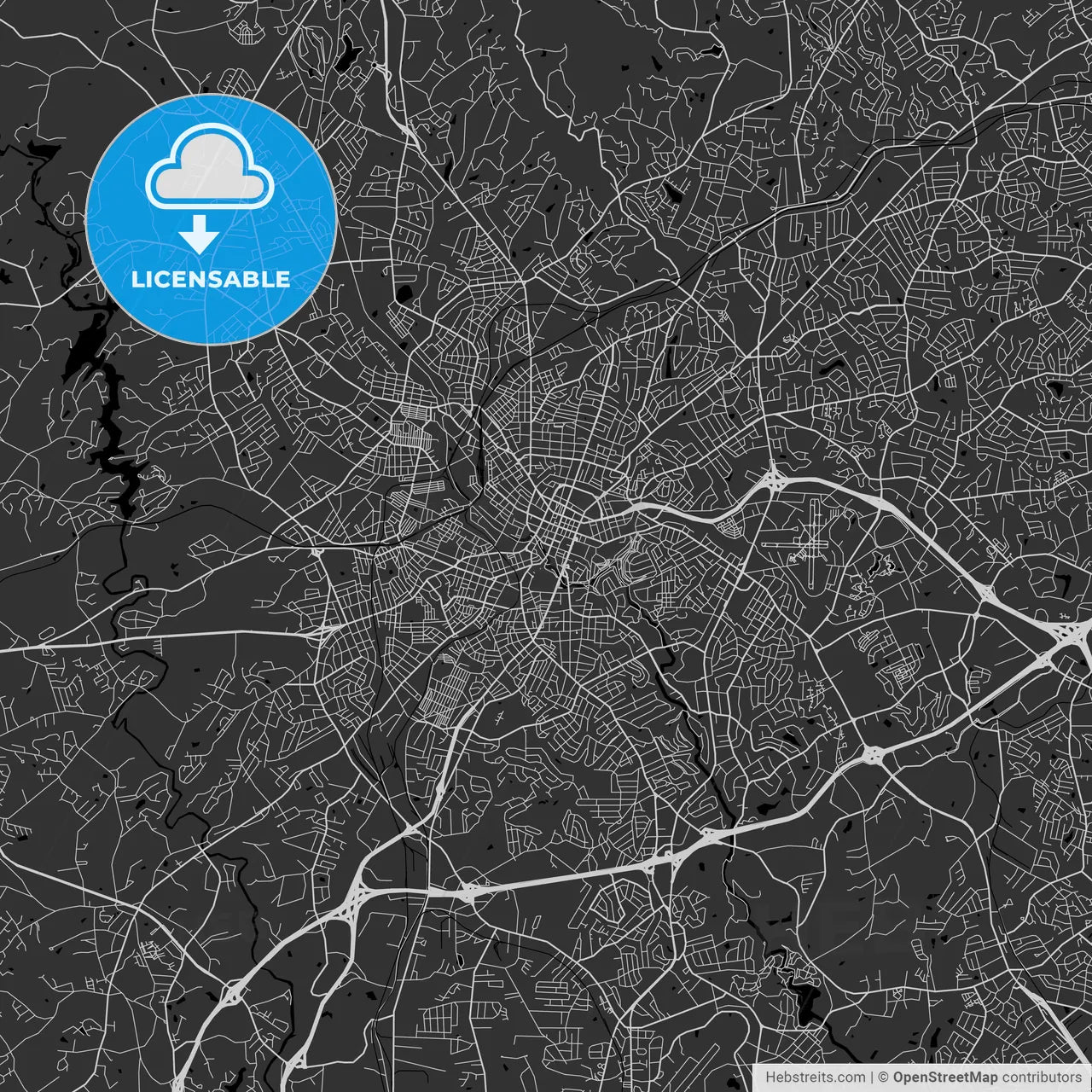 Greenville, South Carolina - Area Map - Dark