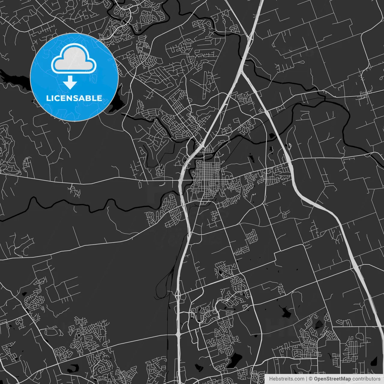 Georgetown, Texas - Area Map - Dark