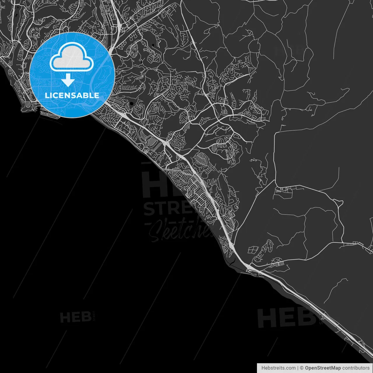 San Clemente, California - Area Map - Dark
